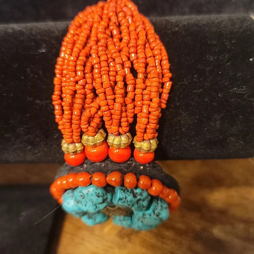 Orange  And turquoise stone bracelet - Picture 2 of 4